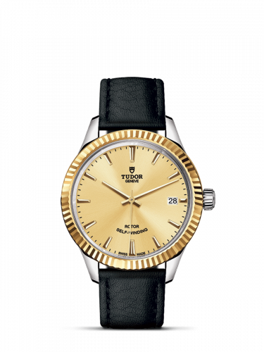 Style 34 Stainless Steel / Yellow Gold / Fluted / Champagne / Strap