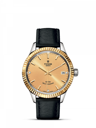Style 34 Stainless Steel / Yellow Gold / Fluted / Champagne-Diamond / Strap