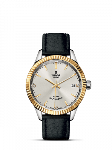 Style 34 Stainless Steel / Yellow Gold / Fluted / Silver-Diamond / Strap