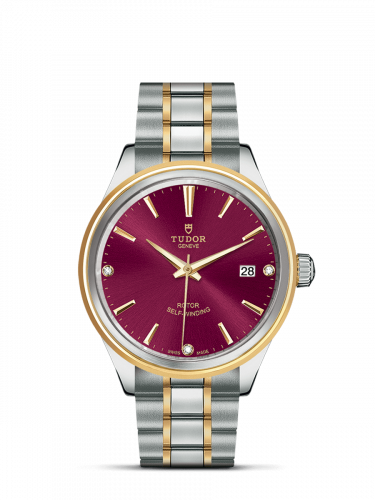 Style 38 Stainless Steel / Yellow Gold / Burgundy-Diamond / Bracelet