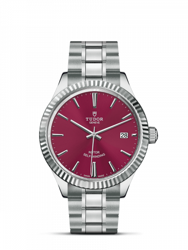 Style 38 Stainless Steel / Fluted / Burgundy / Bracelet