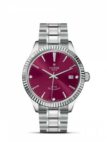 Style 38 Stainless Steel / Fluted / Burgundy-Diamond / Bracelet