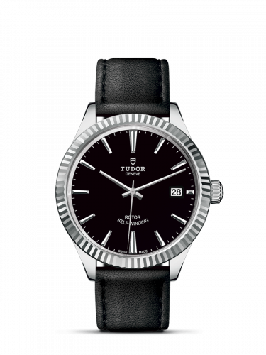 Style 38 Stainless Steel / Fluted / Black / Strap