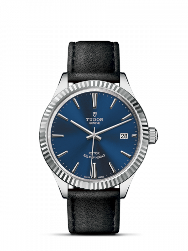Style 38 Stainless Steel / Fluted / Blue / Strap