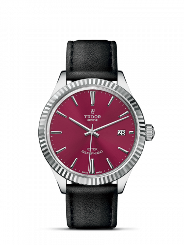 Style 38 Stainless Steel / Fluted / Burgundy / Strap