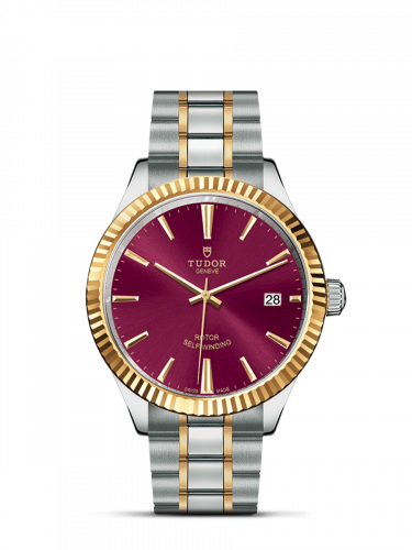 Style 38 Stainless Steel / Yellow Gold / Fluted / Burgundy / Bracelet
