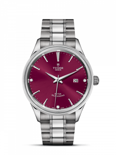 Style 41 Stainless Steel / Burgundy-Diamond / Bracelet
