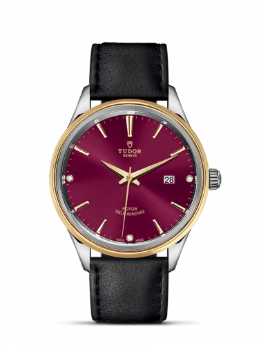 Style 41 Stainless Steel / Yellow Gold / Burgundy-Diamond / Strap