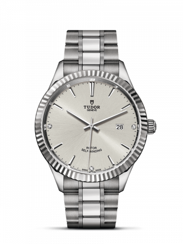 Style 41 Stainless Steel / Fluted / Silver-Diamond / Bracelet