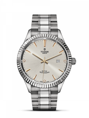 Style 41 Stainless Steel / Fluted / Silver-Diamond / Bracelet