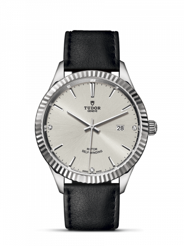 Style 41 Stainless Steel / Fluted / Silver-Diamond / Strap