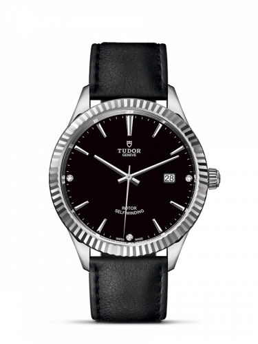 Style 41 Stainless Steel / Fluted / Black-Diamond / Strap