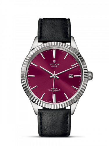 Style 41 Stainless Steel / Fluted / Burgundy / Strap