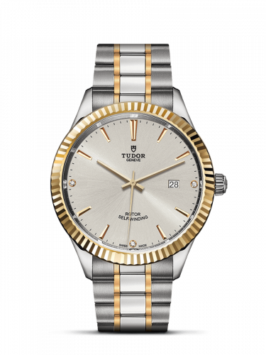 Style 41 Stainless Steel / Yellow Gold / Fluted / Silver-Diamond / Bracelet