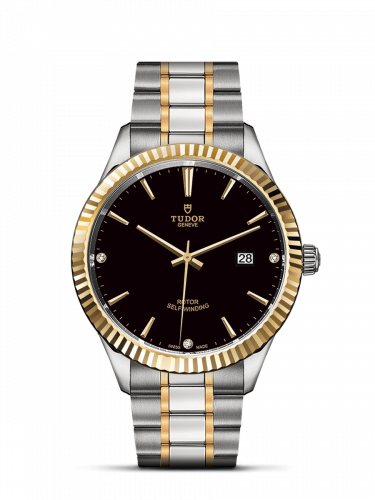 Style 41 Stainless Steel / Yellow Gold / Fluted / Black-Diamond / Bracelet
