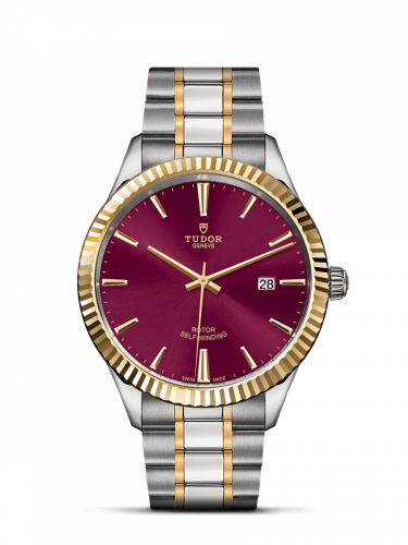 Style 41 Stainless Steel / Yellow Gold / Fluted / Burgundy / Bracelet