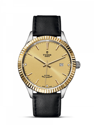 Style 41 Stainless Steel / Yellow Gold / Fluted / Champagne-Diamond / Strap