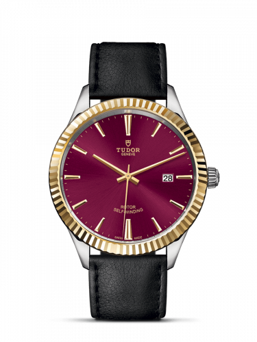 Style 41 Stainless Steel / Yellow Gold / Fluted / Burgundy / Strap