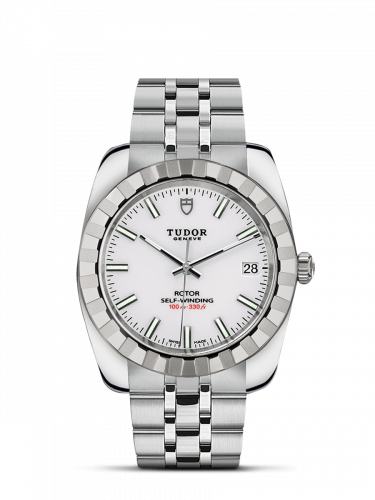 Classic 38 Stainless Steel / Fluted / White / Bracelet