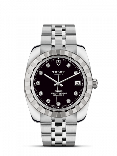 Classic 38 Stainless Steel / Fluted / Black-Diamond / Bracelet