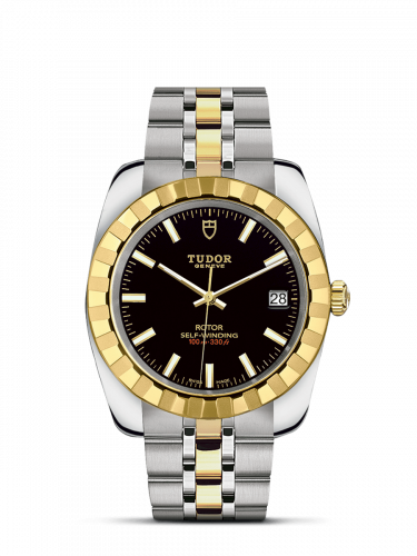 Classic 38 Stainless Steel / Yellow Gold / Fluted / Black / Bracelet