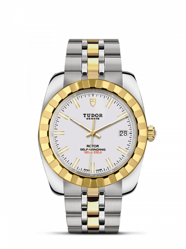 Classic 38 Stainless Steel / Yellow Gold / Fluted / White / Bracelet