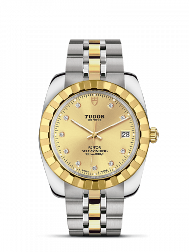 Classic 38 Stainless Steel / Yellow Gold / Fluted / Champagne-Diamond / Bracelet