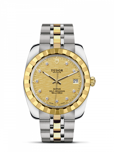Classic 38 Stainless Steel / Yellow Gold / Fluted / Champagne-Diamond / Bracelet