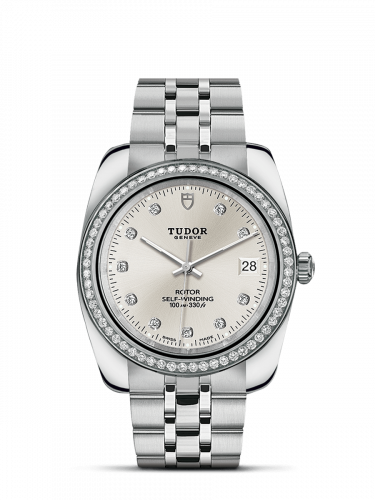 Classic 38 Stainless Steel / Diamond / Silver-Diamond / Bracelet