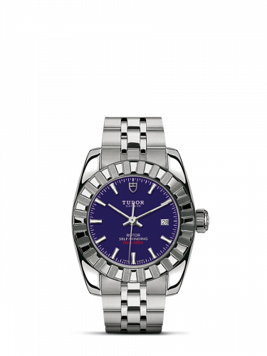 Classic 28 Stainless Steel / Fluted / Blue / Bracelet