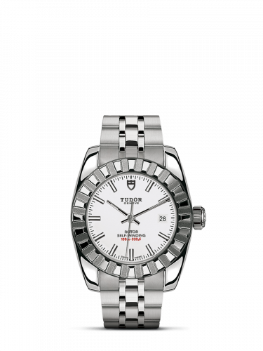 Classic 28 Stainless Steel / Fluted / White / Bracelet