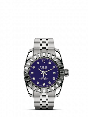 Classic 28 Stainless Steel / Fluted / Blue-Diamond / Bracelet
