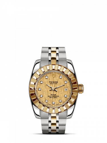 Classic 28 Stainless Steel / Yellow Gold / Fluted / Champagne-Diamond / Bracelet