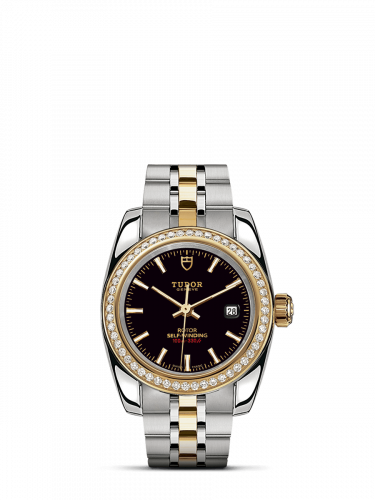 Classic 28 Stainless Steel / Yellow Gold / Diamond / Black / Bracelet