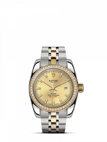 Classic 28 Stainless Steel / Yellow Gold / Diamond / Champagne / Bracelet