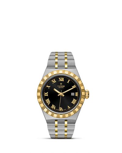 Royal Date 28 Stainless Steel / Yellow Gold / Black - Roman
