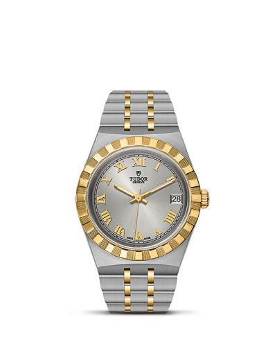 Royal Date 34 Stainless Steel / Yellow Gold / Silver - Roman