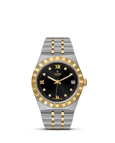 Royal Date 34 Stainless Steel / Yellow Gold / Black - Diamond