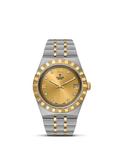 Royal Date 34 Stainless Steel / Yellow Gold / Champagne - Diamond
