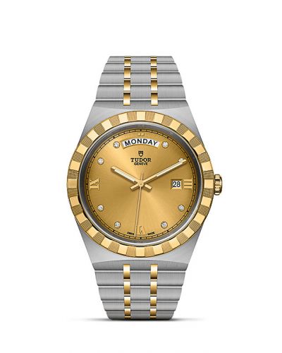 Royal Day-Date 41 Stainless Steel / Yellow Gold / Champagne - Diamond