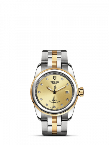 Glamour Date 26 Stainless Steel / Yellow Gold / Champagne-Diamond / Bracelet