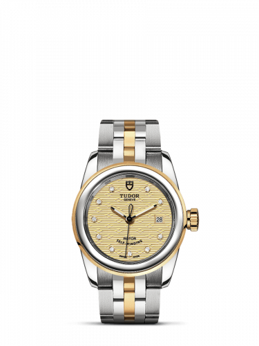 Glamour Date 26 Stainless Steel / Yellow Gold / Jacquard Champagne-Diamond / Bracelet