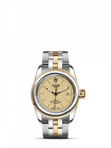 Glamour Date 26 Stainless Steel / Yellow Gold / Jacquard Champagne / Bracelet