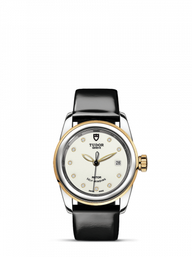 Glamour Date 26 Stainless Steel / Yellow Gold / Opaline-Diamond / Strap
