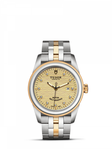 Glamour Date 31 Stainless Steel / Yellow Gold / Jacquard Champagne-Diamond / Bracelet