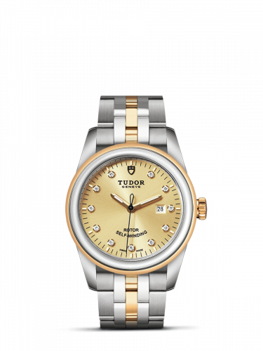 Glamour Date 31 Stainless Steel / Yellow Gold / Champagne-Diamond / Bracelet