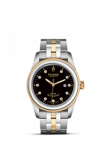 Glamour Date 31 Stainless Steel / Yellow Gold / Black-Diamond / Bracelet
