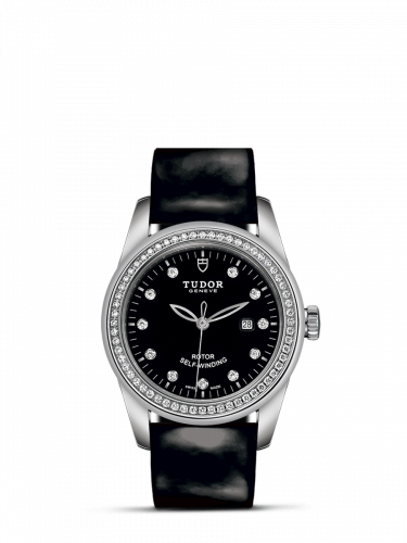 Glamour Date 31 Stainless Steel / Diamond / Black-Diamond / Strap