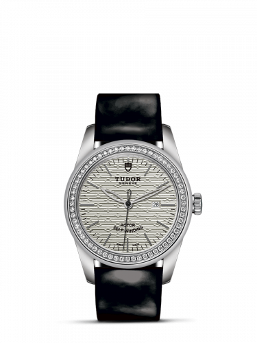 Glamour Date 31 Stainless Steel / Diamond / Jacquard Silver / Strap