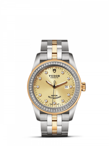 Glamour Date 31 Stainless Steel / Yellow Gold / Diamond / Champagne-Diamond / Bracelet